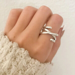 925 Sterling Silver Ring Modern Twist Ring Cross Ring Minimalist Ring Layer Ring